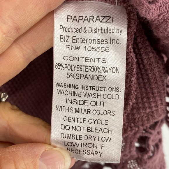 Paparazzi pink open front crochet lined thermal cardigan top women's size medium - Picture 4 of 9